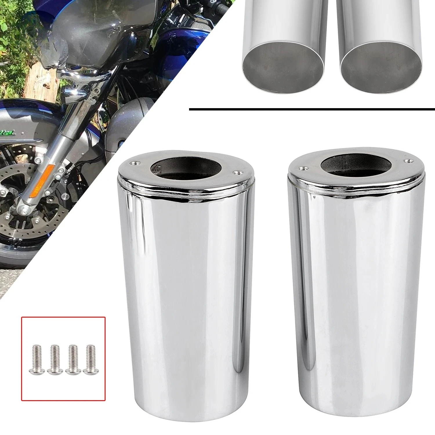 Motorcycle Fork Slider Cover Cowbells For Harley Electra Street Tour Tri Road Glide King FLTR Heritage Softail FLSTC Fatboy TF