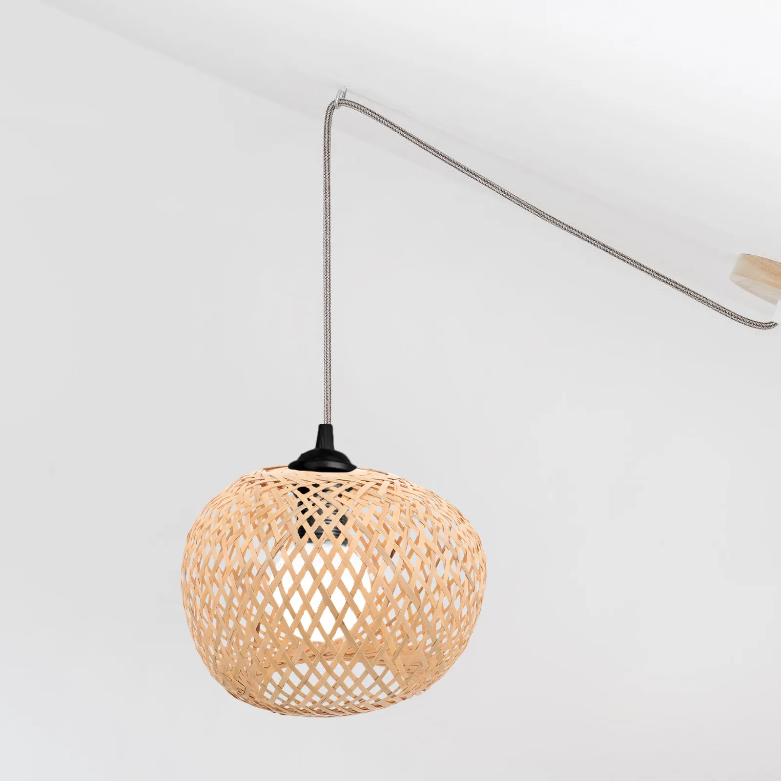 

Элегантный плетеный бамбуковый абажур-диффузор для подвесного светильника для декора дома, отеля, ресторана, коридора