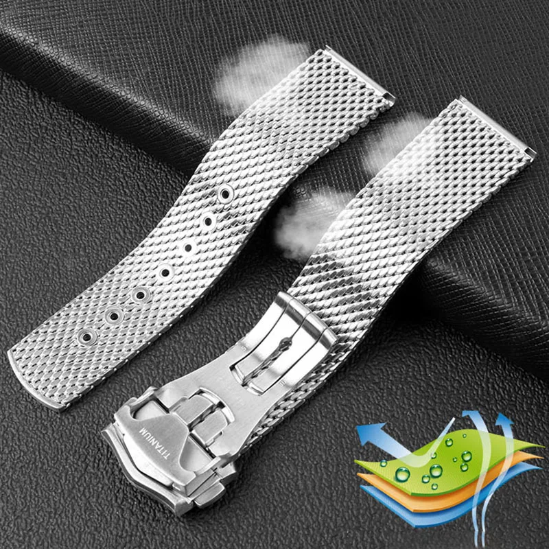 Titanium Steel Braided 20mm Watchband Replacement for Omega Seamaster 300 Watch Strap Woven Metal Bracelets