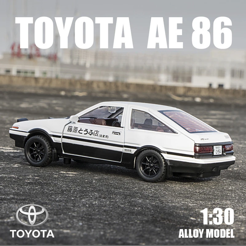 1:30 Initial D Toyota AE86 Alloy Car Model Sound and Light Pullback Collective Voiture Miniature Kids Car Toy Boys Birthday Gift