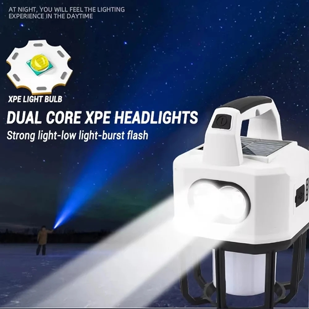 

ABZL Solar Outdoor Camping Lamp - Dual Light Source, Portable Emergency Searchlight With Multifunctional Lighting Options