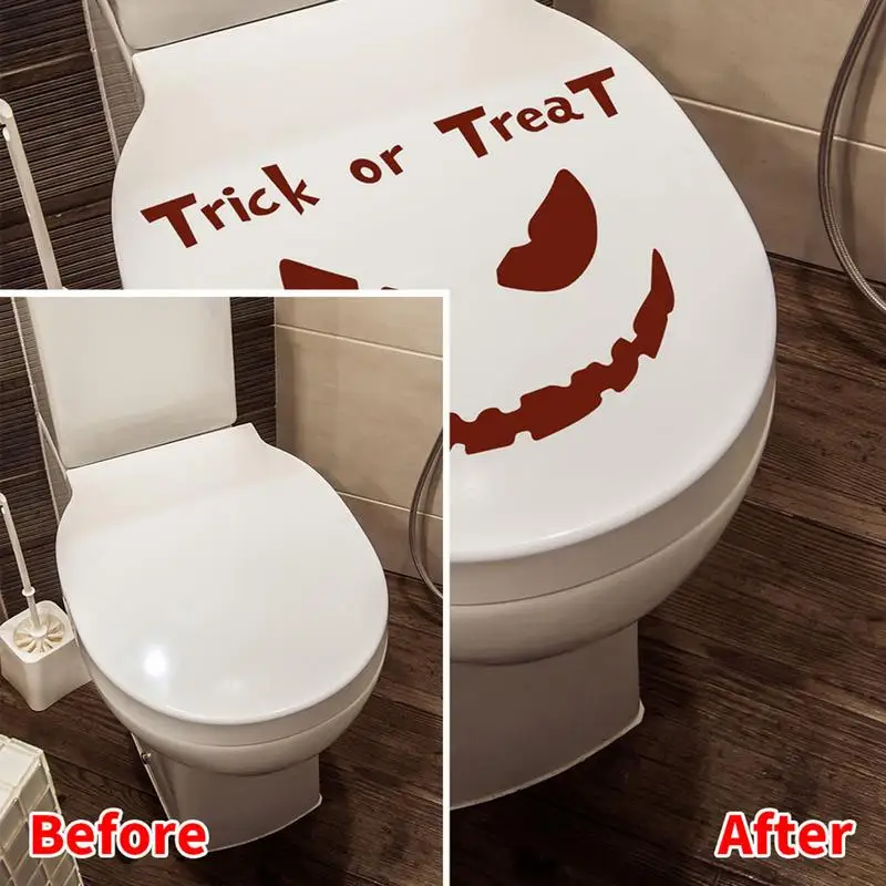Decorazione del coperchio del WC Decalcomanie per WC impermeabili gotiche 2x Decalcomanie per copriwater rimovibili Adesivi per WC tagliabili per il bagno