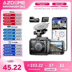 AZDOME 4K ADAS Dash Cam GS63H Pro Car DVR Built-in GPS WiFi Video Recorder Car Camera WDR Night Vision 24H Parking Monitor 1080P