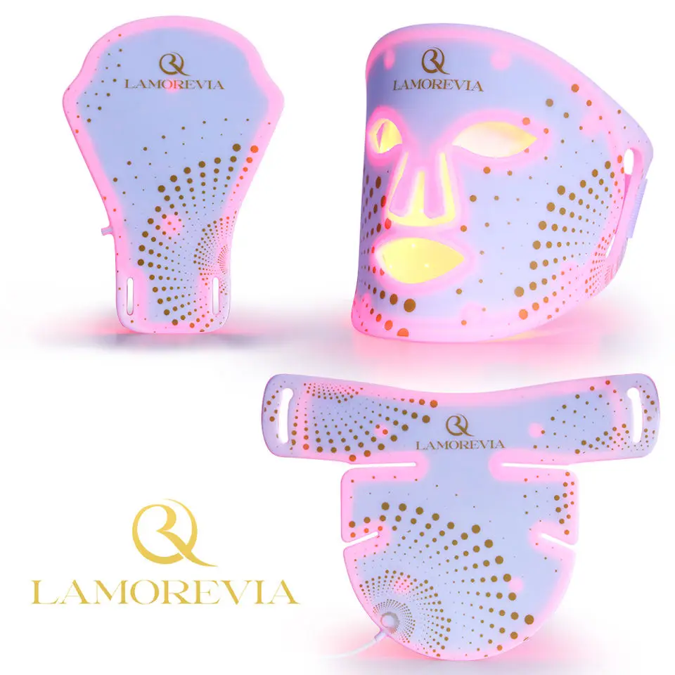 LAMOREVIA Led Face Mask Silicone Flexible Face Massager Beauty Heath Light Therapy LED Facial Mask Portable Rejuvenation