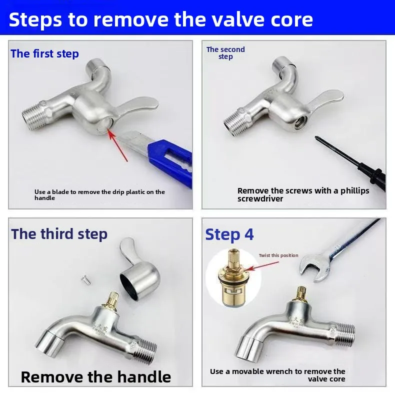 Universal Faucet Core All Copper 4-point Quick Opening Faucet Core Triangle Valve Single Cold Hot Water Ceramic Accessories