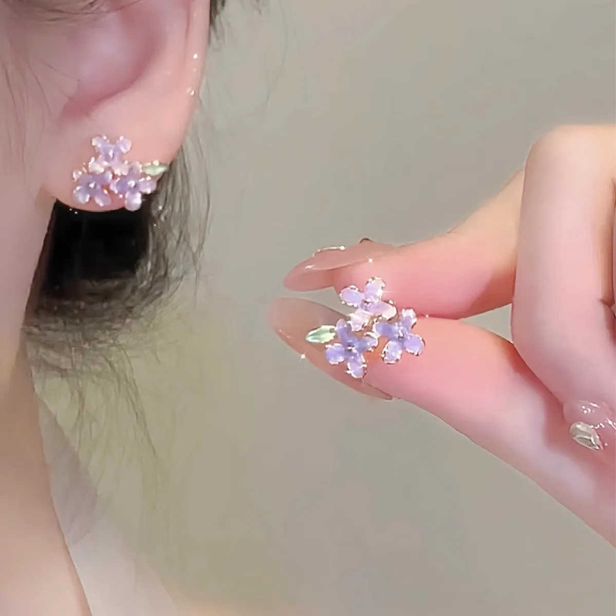 Enamel Flower Stud Earrings 925 Sterling Silver Delicate Gentle Elegant Versatile Daily Office Party Jewelry for Women