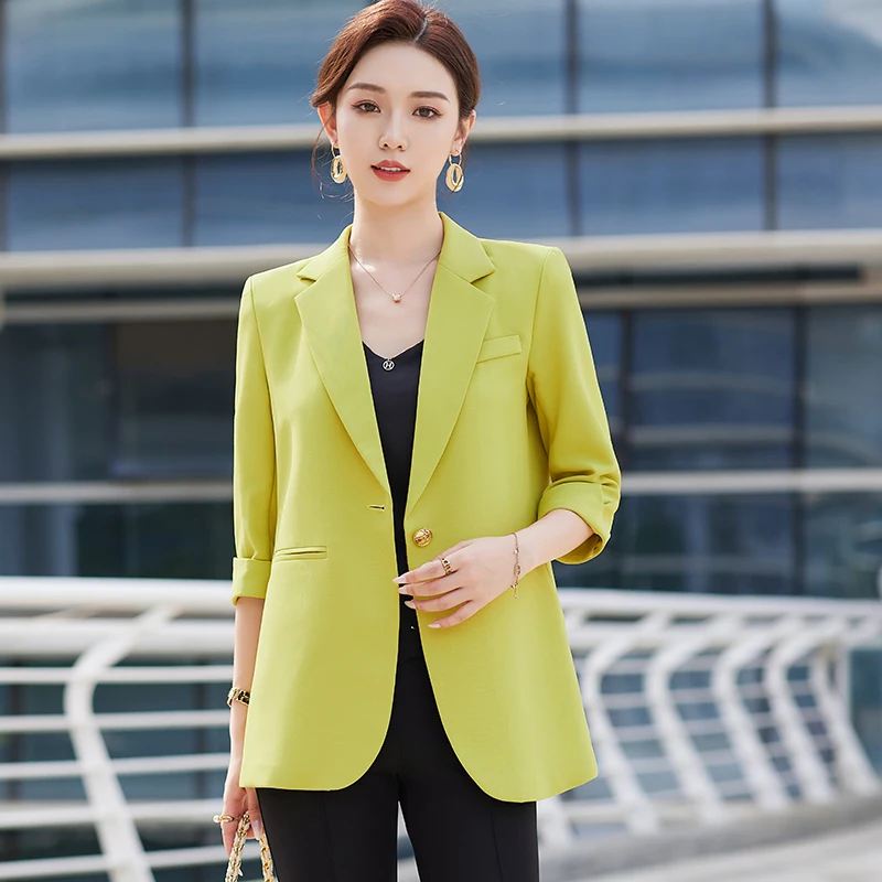 

Spring Summer Elegant Blazers Jackets Coat Half Sleeve Formal Women Outwear Overcoat Female OL Styles Tops Blaser Clothes S-4XL