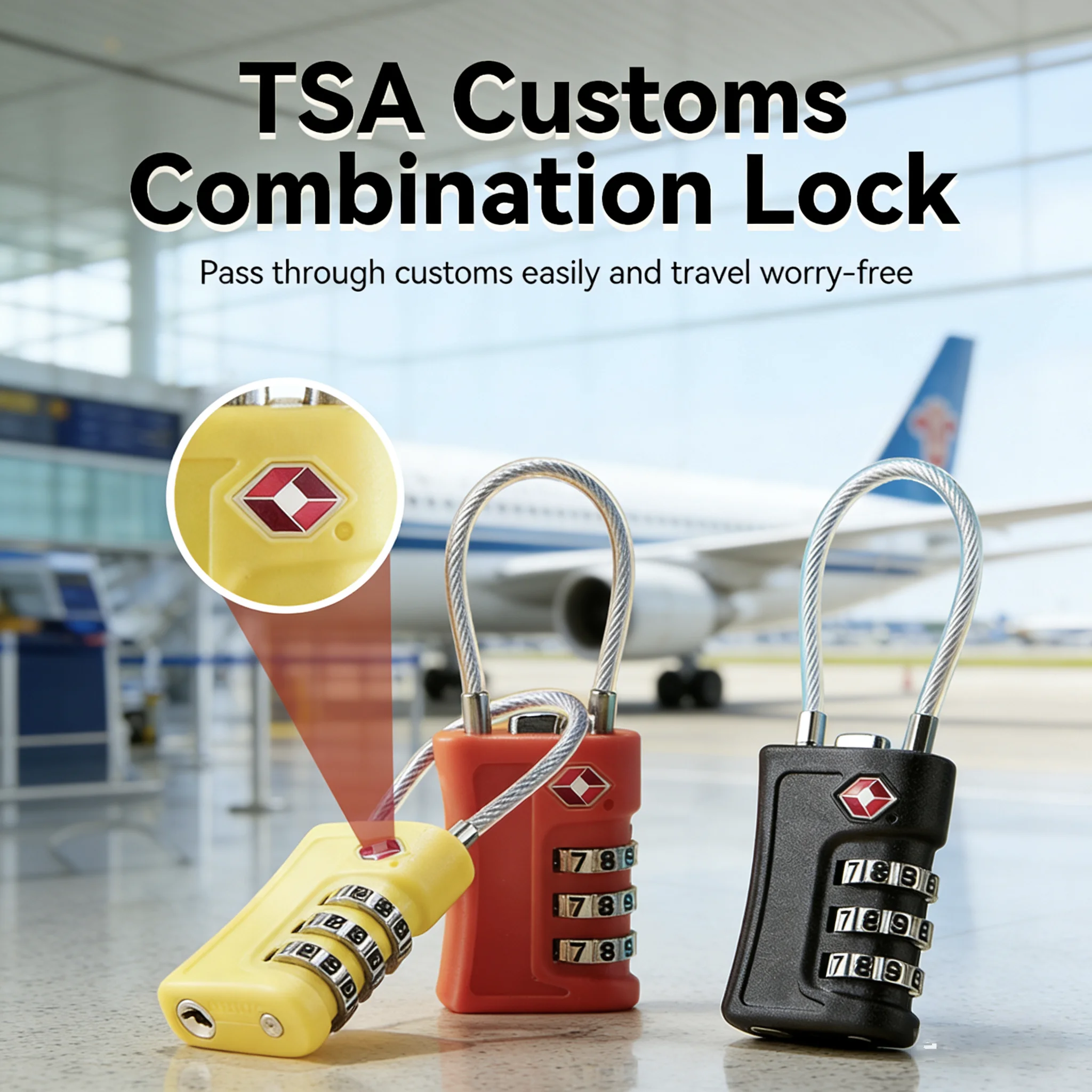 

TSA Password Lock 3-digit Combination Password 13 Colors Can Ensure Property Security During Business Trips Outdoor Activities
