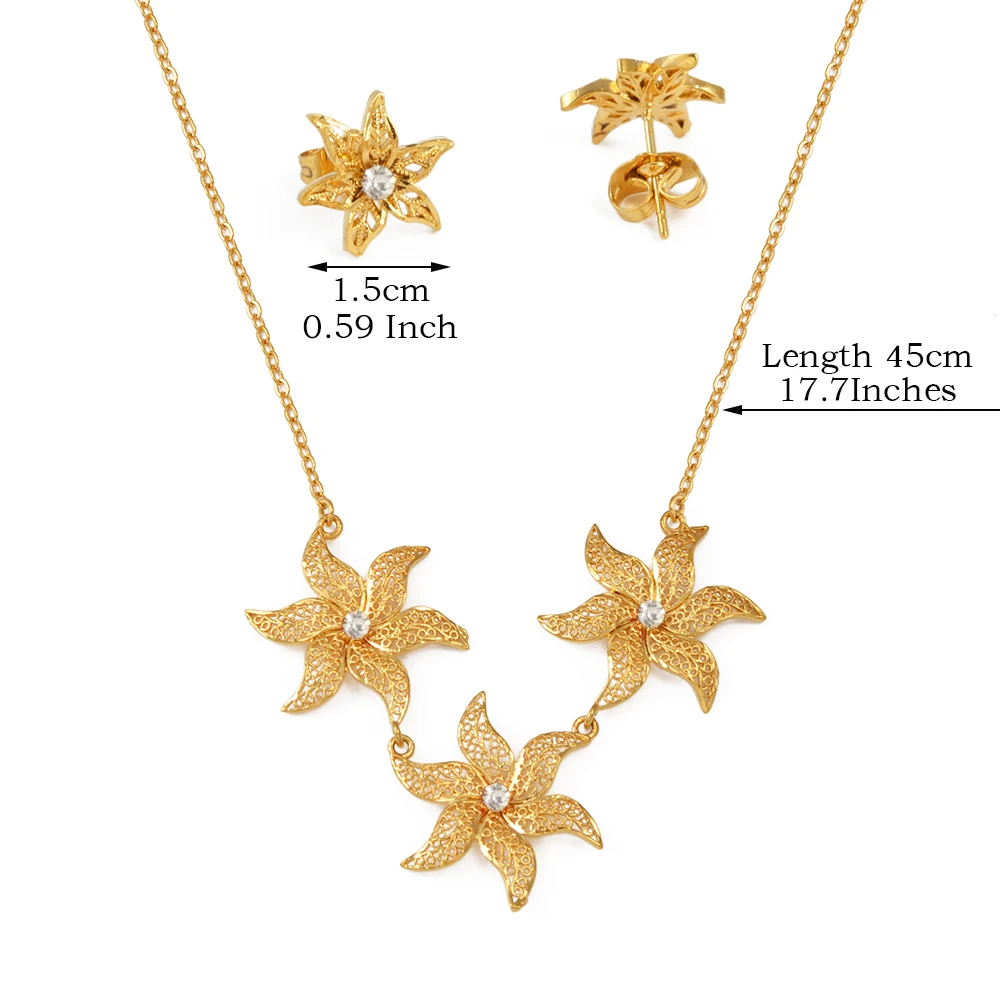Women's African Flower Necklaces Earrings Set