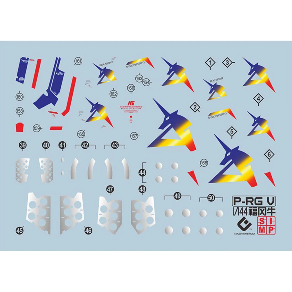 Водная наклейка EVO для 1/144 RG Nu RX-93ff, модель, вспомогательные материалы, высокоточные переводки, пластиковая модель, подробные знаки
