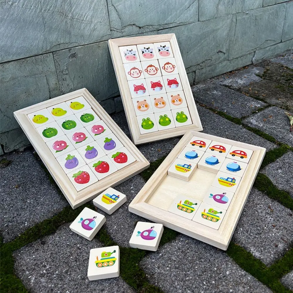 Game Blocks Animal Sliding Puzzle Games IQ Game Early Educational Moving Sliding Wooden Portable Intelligence Puzzle