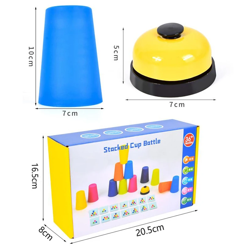 Montessori Toys Stack Cup Game With Card Educational Intellectual Enlightenment Color Cognition Logic Training Kids Children