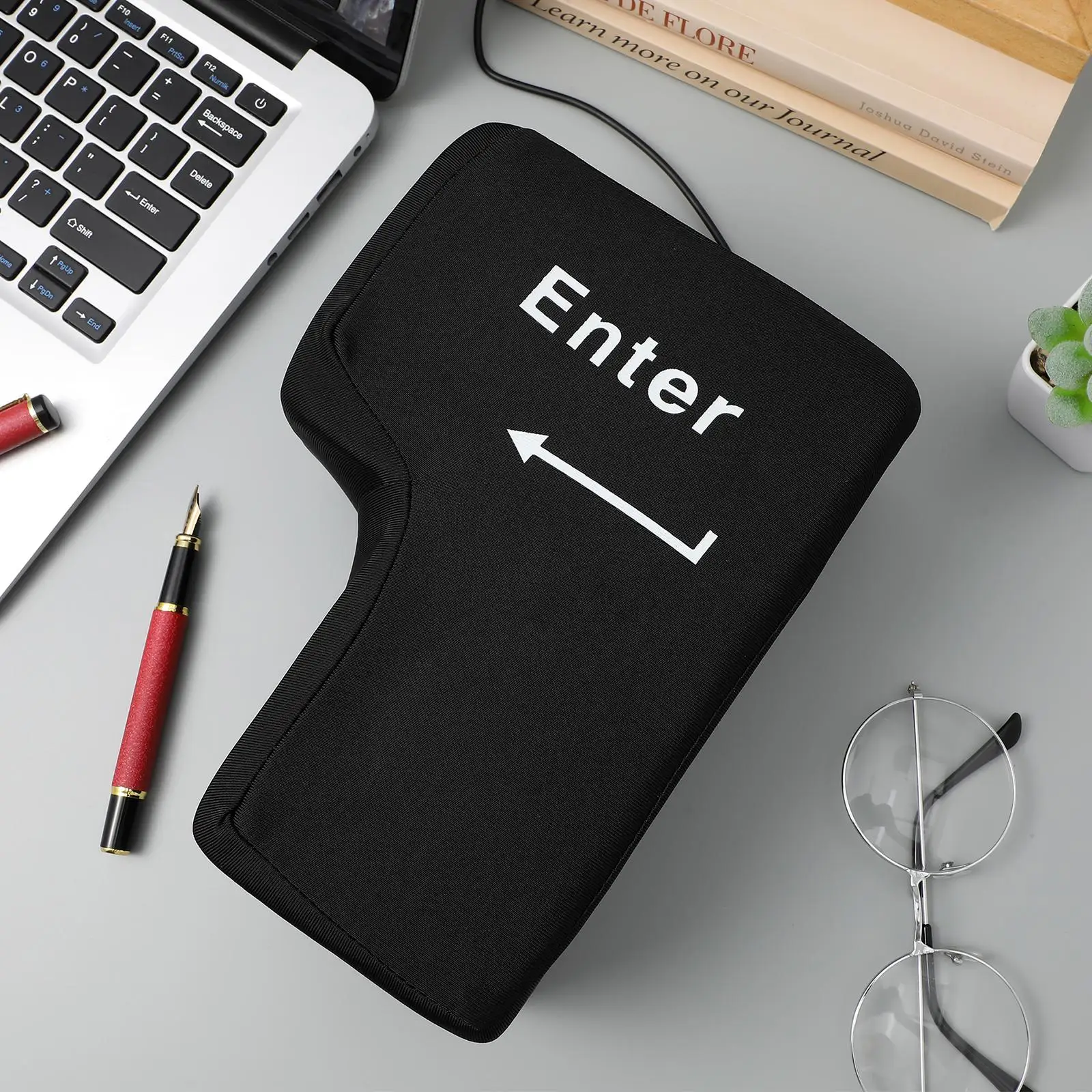 Multifunctional Enter Key Pillow USB Connected Nap Office Throw Toy Big Enter Key Punch Hole Comfortable