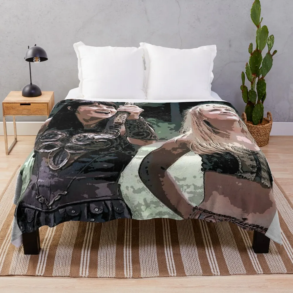 

xena and gabrielle art Throw Blanket Soft Plush Blanket as Housewarming Gift