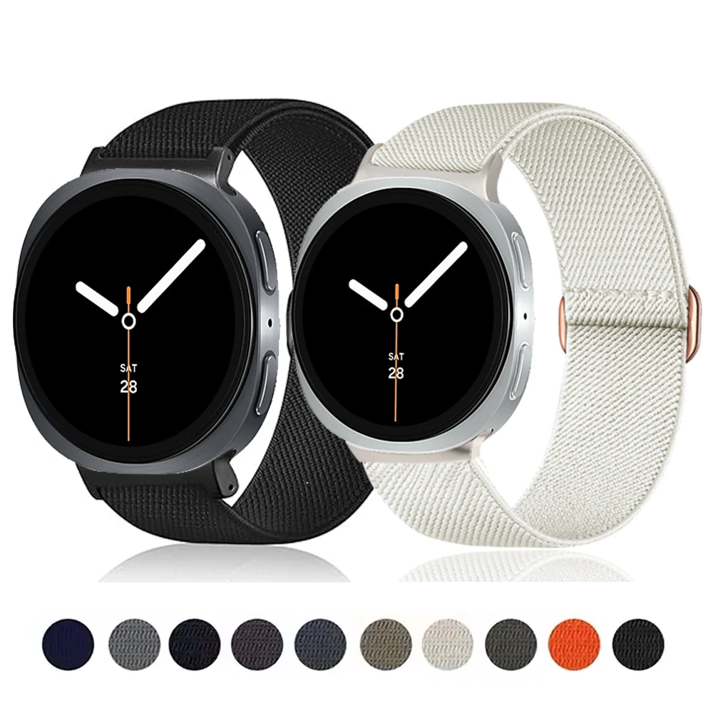 Elastic Strap For Samsung Galaxy Watch 8 44mm 40mm 46mm Scrunchie Nylon Sport wrist Bracelet correa Galaxy Watch 8 classic Band