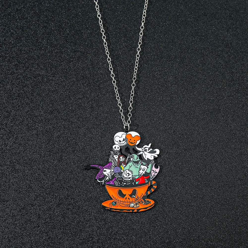 Nightmare before Christmas Halloween Cartoon Anime Necklace Metal Jewelry High Quality Wholesale Gift