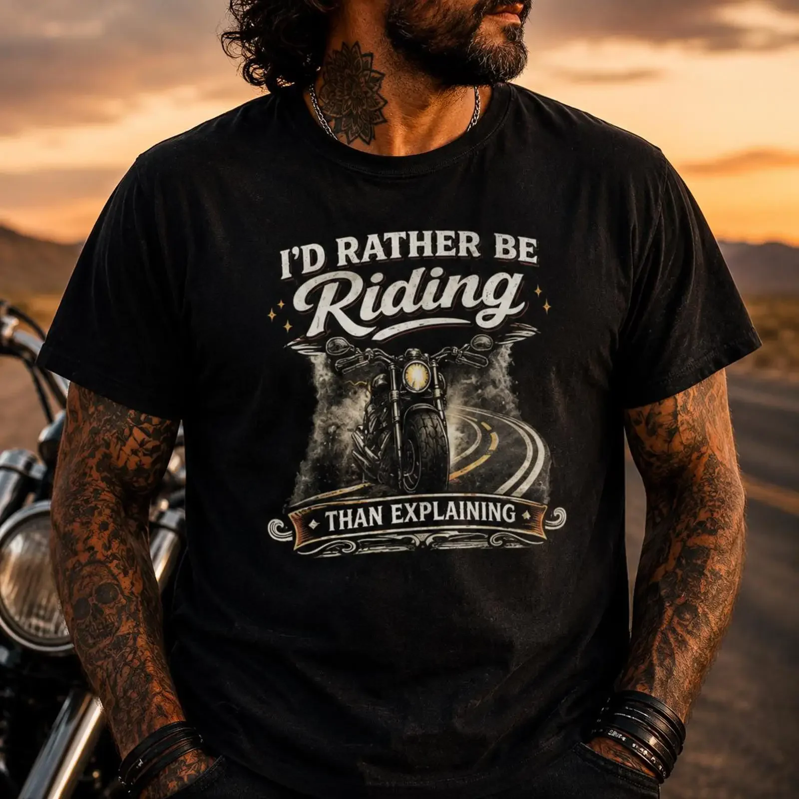 Funny Motorcycle Riding T Shirt I d Rather Be Biker Vintage Rider GifT for Dad Husband Lover vintage Washed Slightly homme