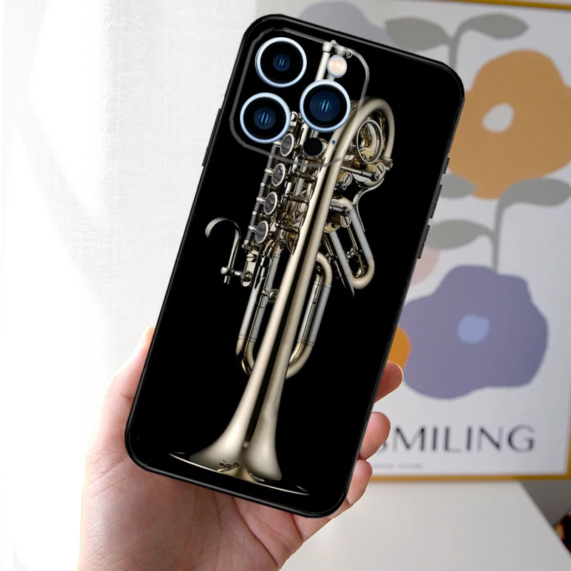 Piccolo Trumpet Brass Instruments Case For iPhone 16 15 14 13 12 11 Pro Max Mini XS X XR 7 8 14 16 15 Plus Back Cover Shell