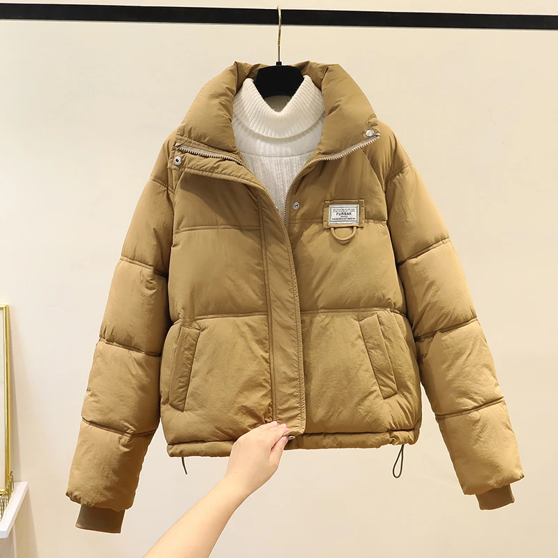 

Women's ort Thiened Cotton Jaet Winter New Sle Loose Slimming Stand Collar down Cotton Coat Small Size Cotton Outerwear