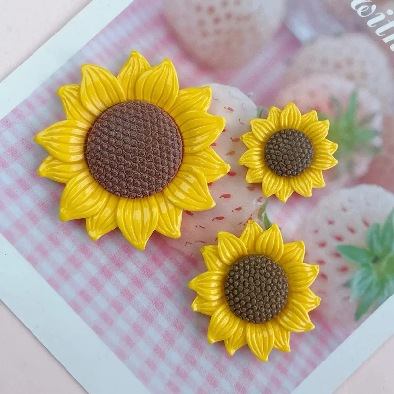 

10Pcs Sunflower Resin DIY Cream Glue Shoes Hat Icebox Barrette Mobile Phone Case Scrapbook Flat Back Patch