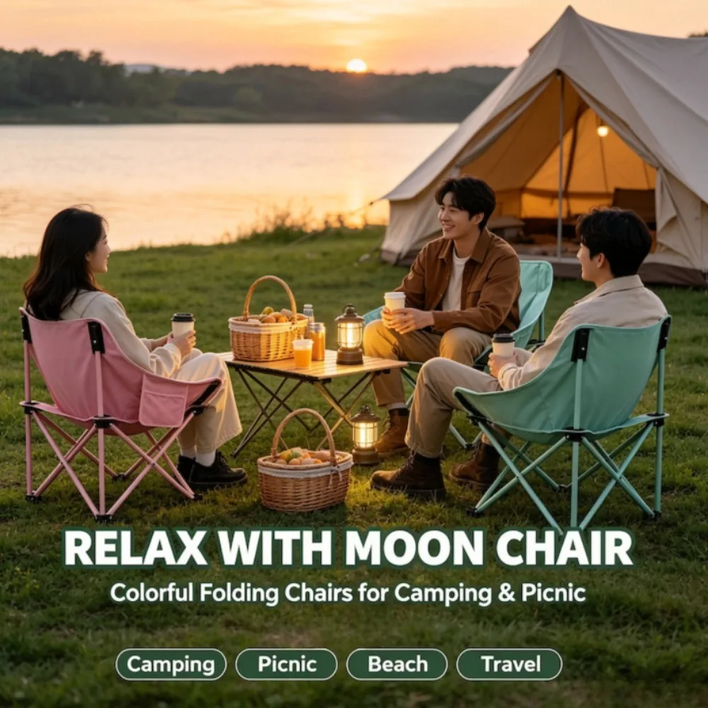 Outdoor Folding Chair Ultra-Light Portable Camping Sketch Lazy Fishing Moon Chairs for Traveling Camping Hiking view 6