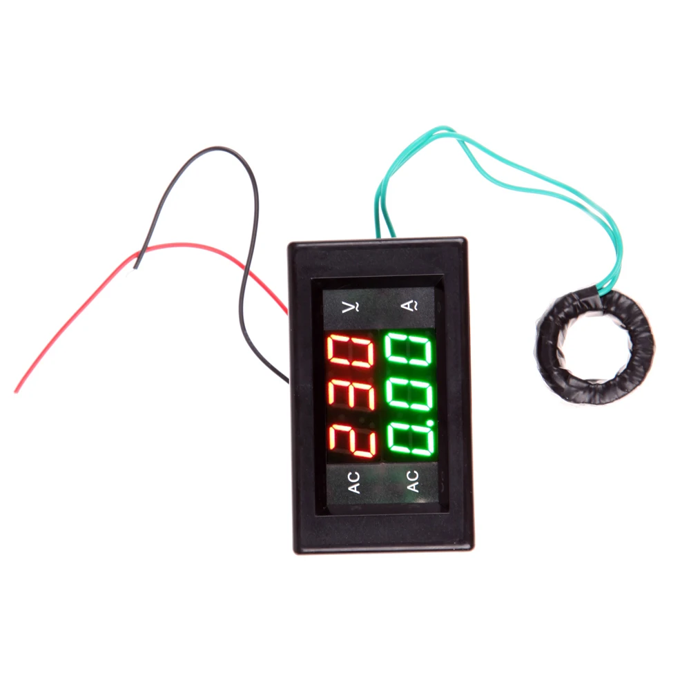 Digital Voltmeter Ammeter AC 60-500V 100A Panel Amp Volt Meter Dual LED Display Volt Detector Tester 0.39inch Amp Gauge