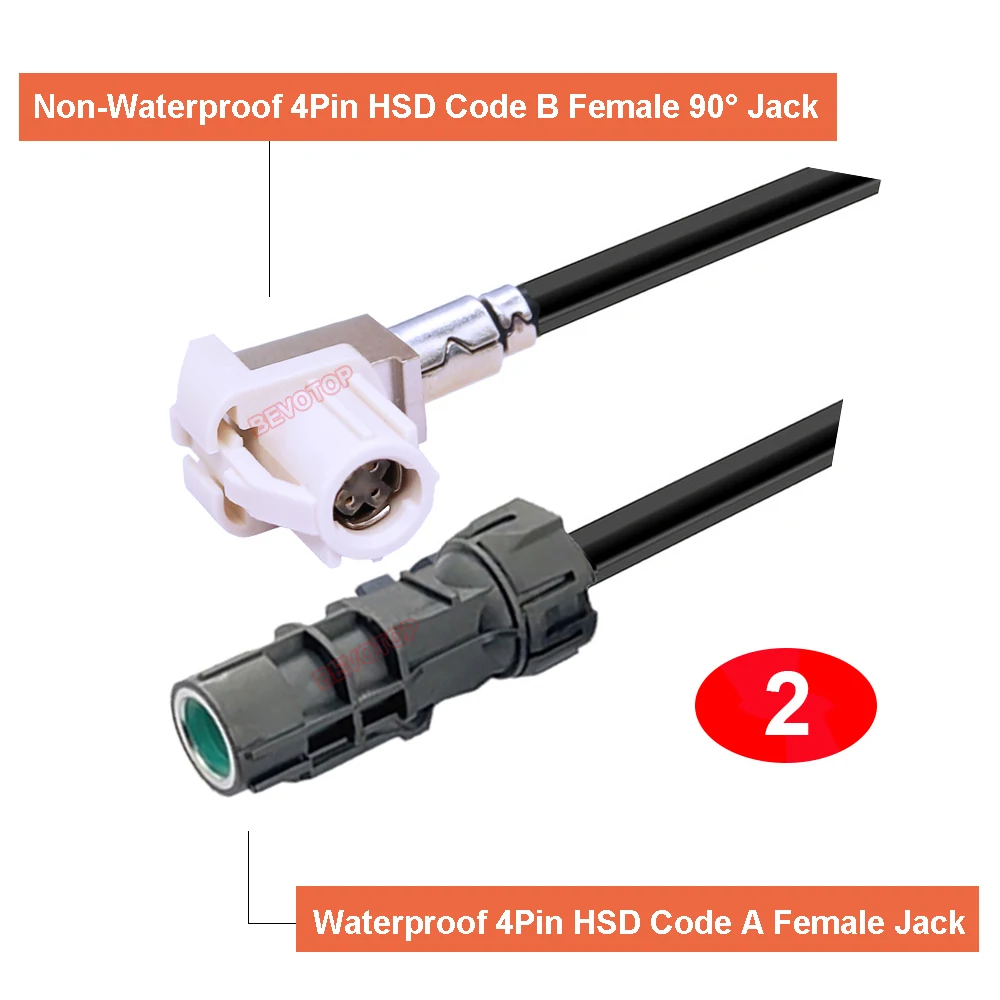 1PCS Car Video Line HSD LVDS Cable 4Pin Waterproof HSD A Female to Non-Waterproof HSD B Male/Female Connector Wire Harness