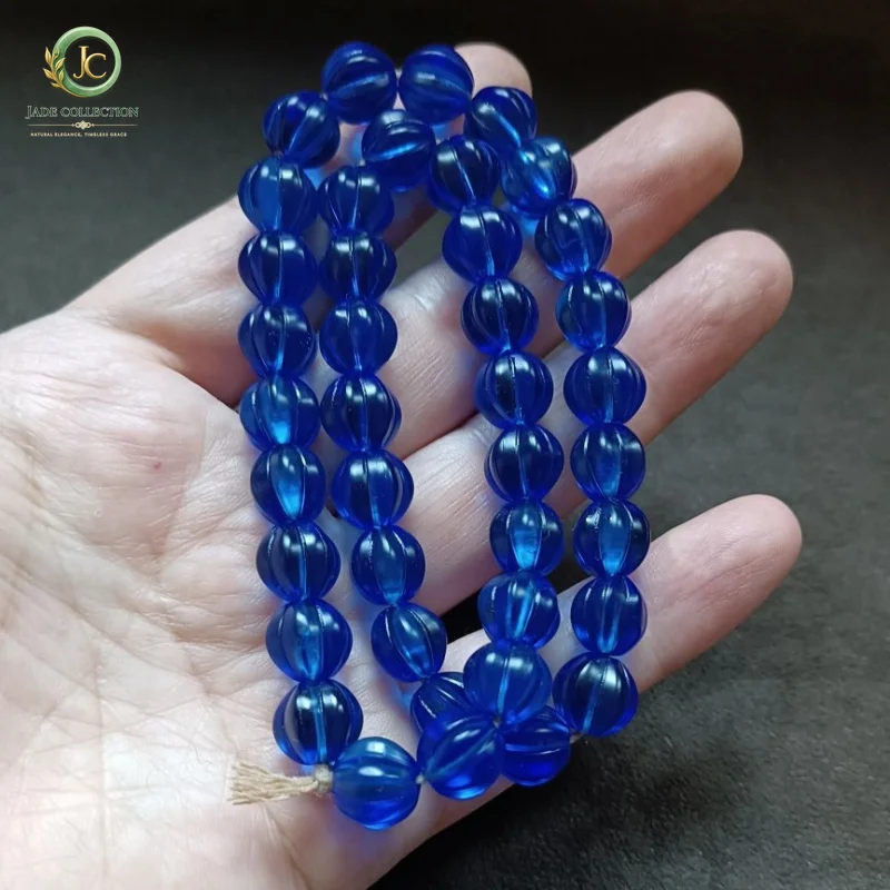 Tibetan Backflow Old Wrapped Pulp Flat round Bead Blue Glaze a String of Accessories Buddha Bracelet Beads