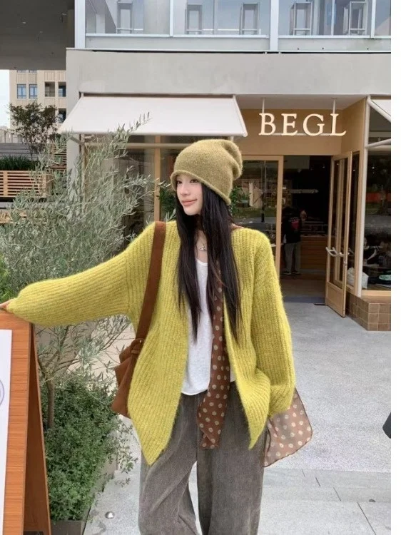 

plus Size Women's Casual Thiened Knitwear Lantern Sve Long Coat Autumn Winter New Sle Versatile Faionable Open Cardigan