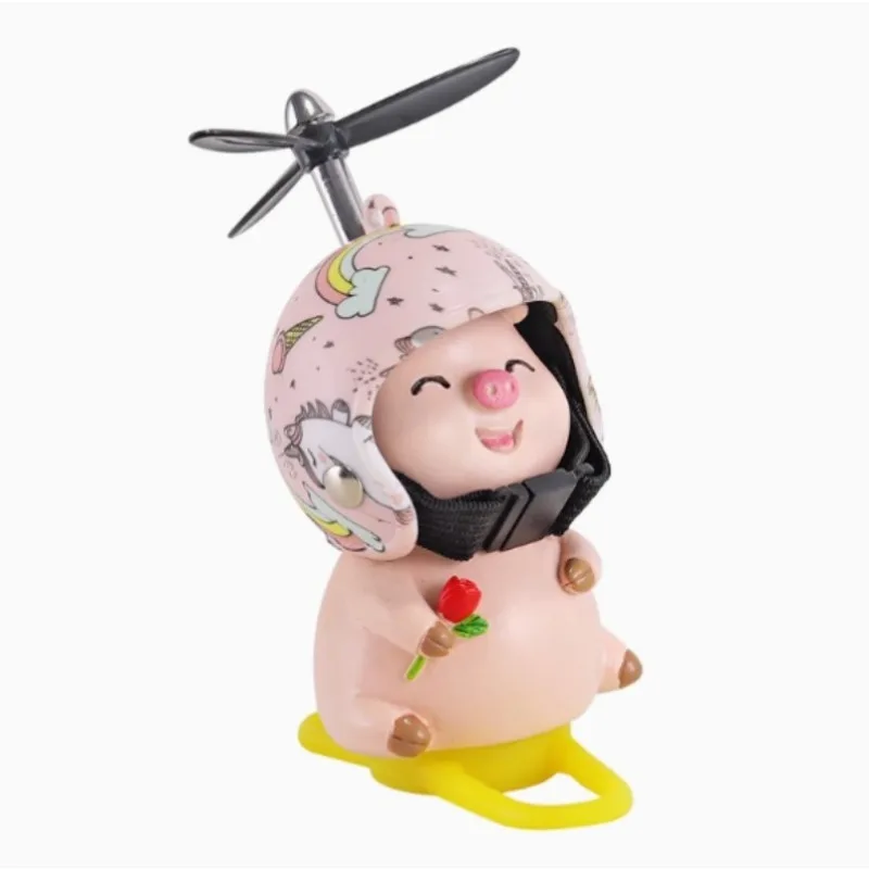 AliExpress NONE Pink Pig with Helmet Propeller Cute Little Wind-breaking Duck Road Bike Motor Helmet Riding Cycling Car Cute Ornament Decor