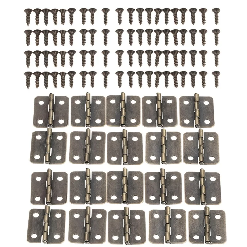 20Pcs Decorative Small Jewelry Wood Box Door Hinges 18*15mm Mini Cabinet Hinges Furniture Fittings Furniture Hardware With Screw