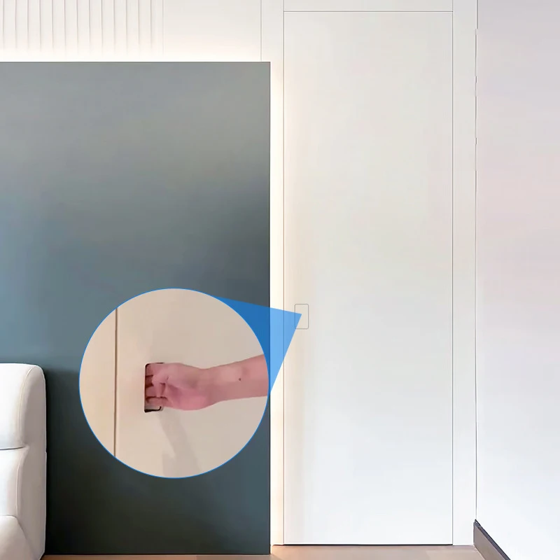 No-Ha European Wooden Embedded Invisible Sliding Pulls Flush  Embedded Barn Hidden Handle  for Secret Door