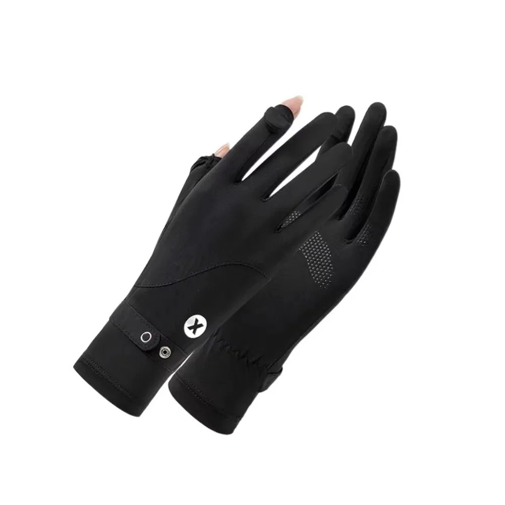 

Ледяной шелк, женские солнцезащитные перчатки, анти-УФ-нескользящие солнцезащитные перчатки для верховой езды, быстросохнущие летние варежки для вождения с сенсорным экраном для девочек