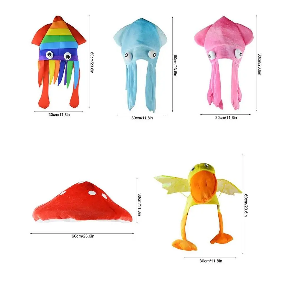 Multicolored Squid Sea Animal Halloween Costume Hat Novelty Headgear Funny Hat Octopus Hat Party Decoration