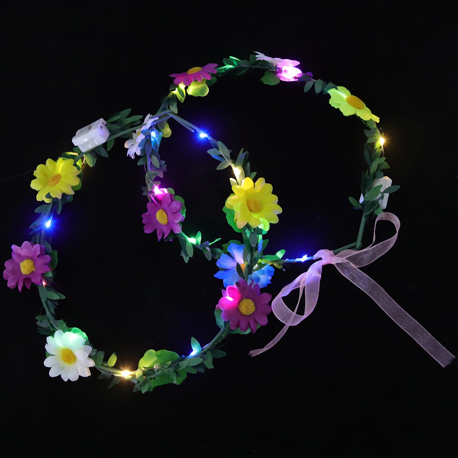 

6pcs LED Sunflower Hair Ring Headb s Women Accessories Glow Crown Flower Hairstyle Decor