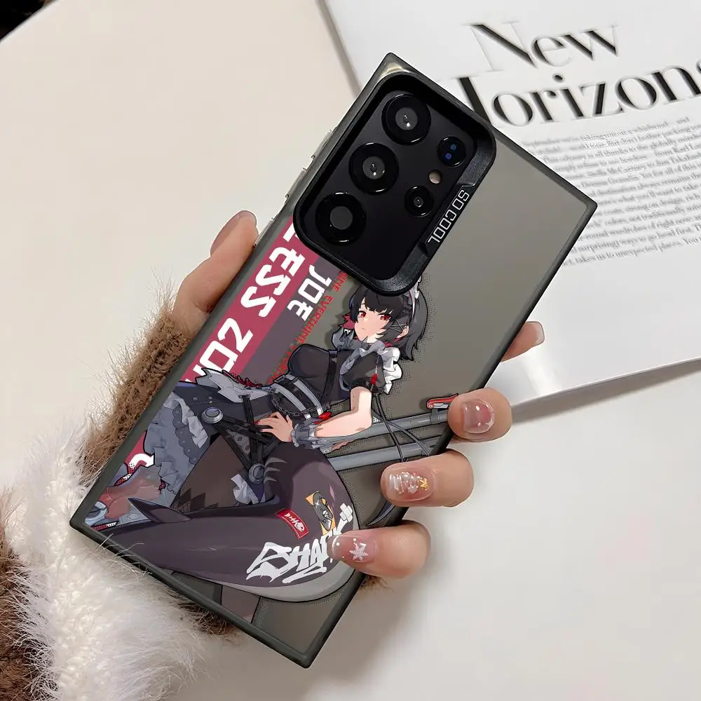 ゼンレスゲームのキャラクターを使ったスマホケース、Samsung Galaxy S25 Edge、S24、S23、S22、S21、S20 Ultra対応、シリコン製シルバーカバー、PIKPAKA