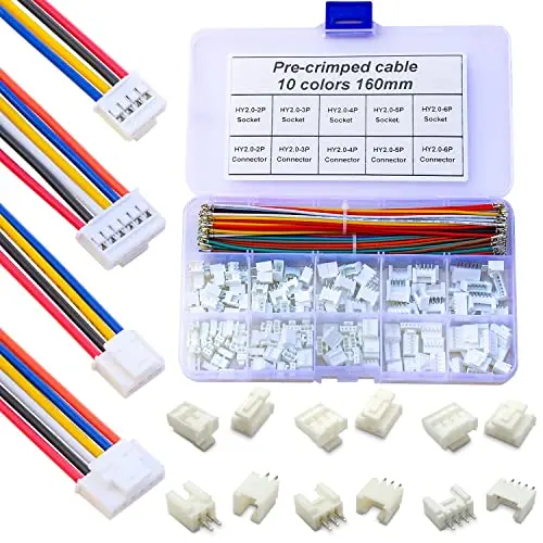 PHB HY 2.0MM JST Connector Kit with 22AWG   Cables, HY2.0 Connector Socket 2/3/4/5/6 Pin Housing