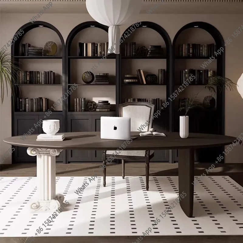 French light luxury solid wood desk designer Italian boss desk study office calligraphy computer desk