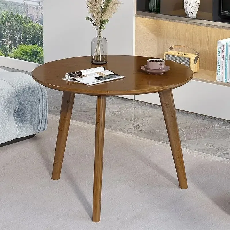 Solid Bamboo Circular Coffee Table Living Room Table Light Luxury Modern Simple Small Tea Table Furniture Small Sofa Tables Mesa
