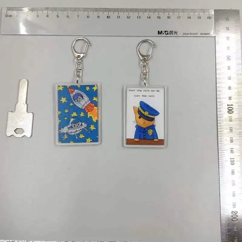 Cute Police Cat Keychain Cop Police Gift Fun Kawaii Gift Rocket Cat Ufo Kitty Star Space Cats In Space Retro Rocket Key Chain