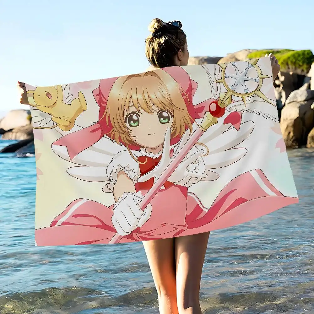 Cardcaptor Anime Sakura Bath Towel Microfiber Soft Water Absorbing Breathable For Girl Kids Decorative Cartoon Beach Towel