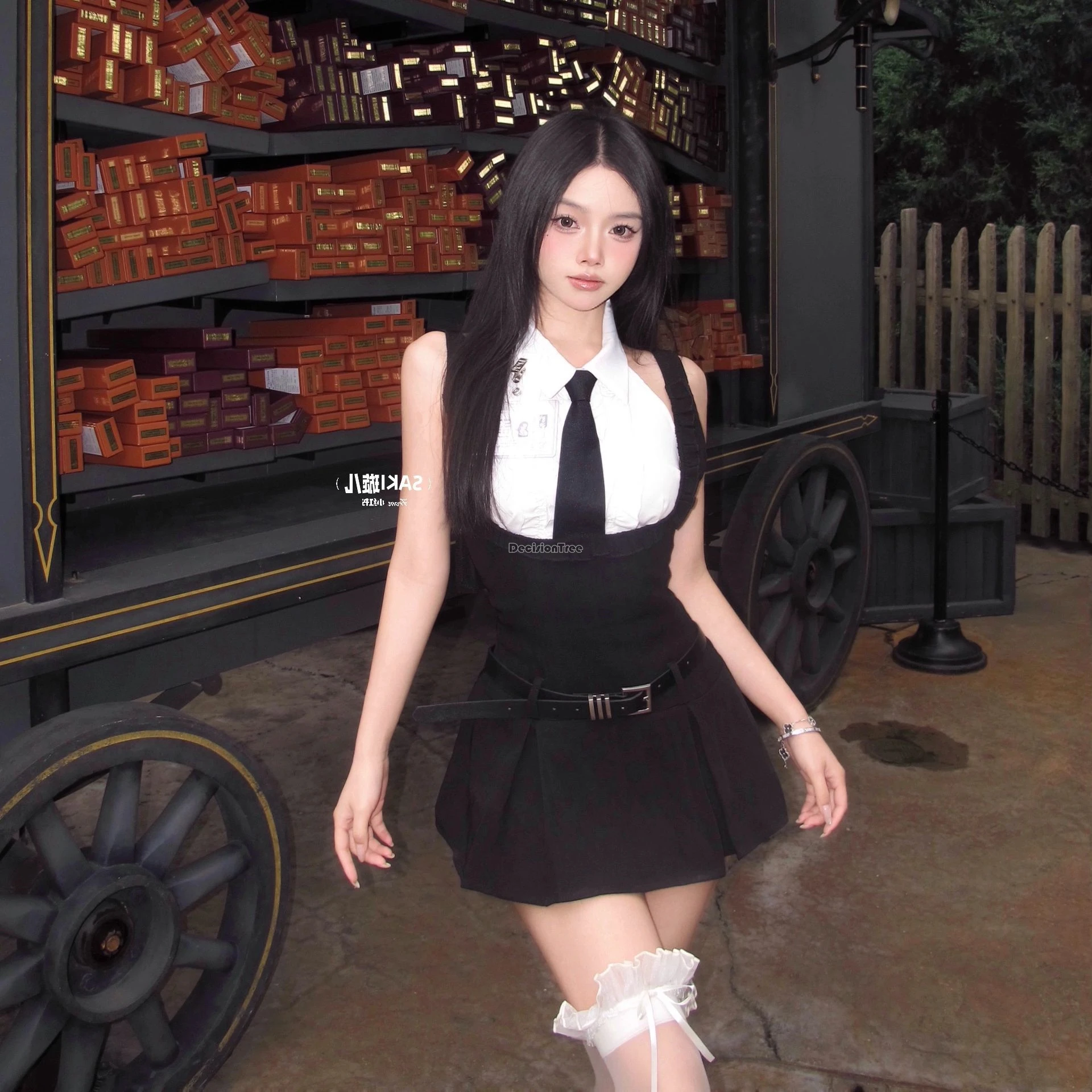 2025 improved sexy fashion jk set summer new school style jk uniform sleeveless shirt short culottes two-piece daily uniform set