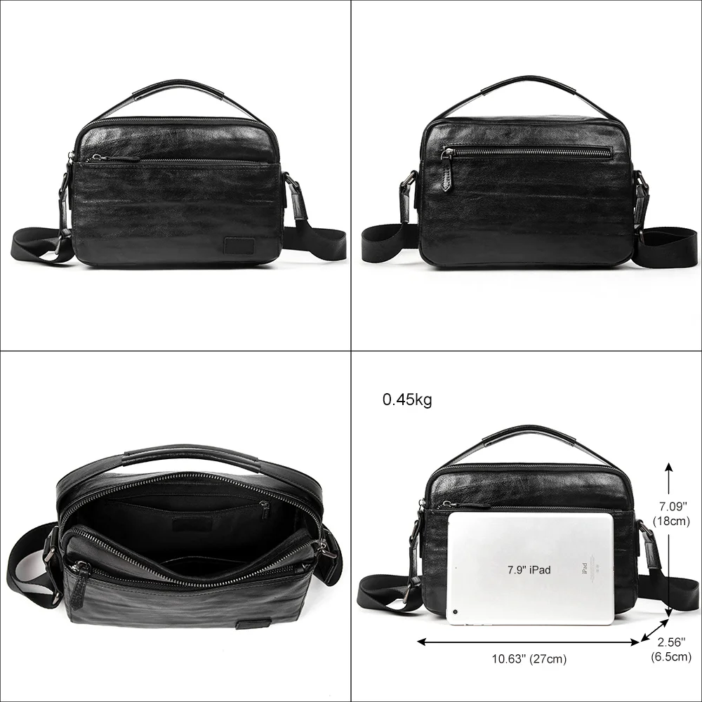 Saco de mensageiro crossbody de couro genuíno, saco de ombro masculino, sacolas designer, bolsas masculinas, novo