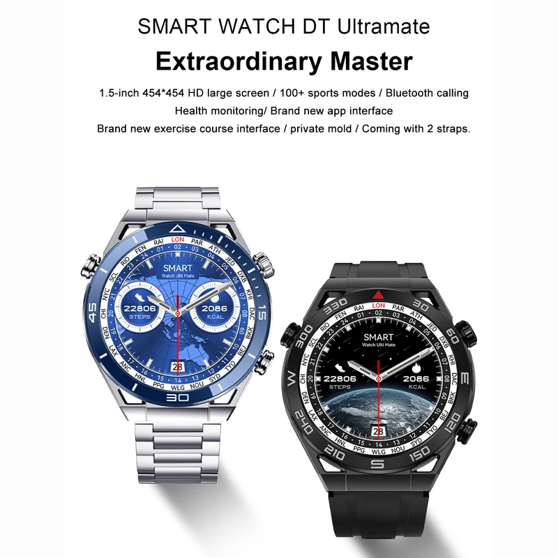 DT Ultra Mate Smart Watch Men Bluetooth Call Business Smartwatch 454*454 HD Screen IP68 Waterproof Sport Watch for Android IOS