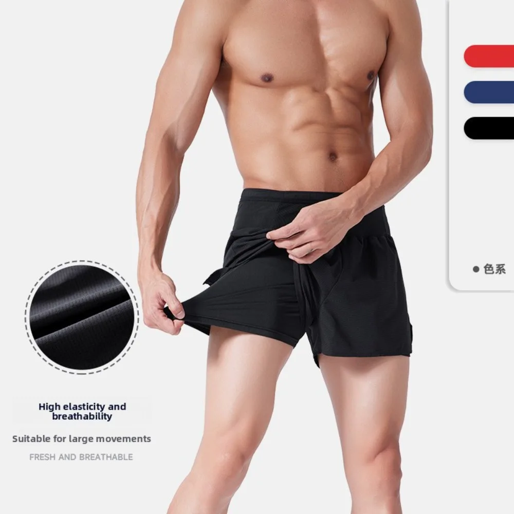 Mens Quick Dry Running Shorts 2 Layer with Liner for Basketball Training S-4XL