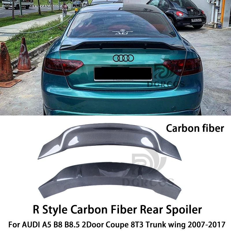 

For AUDI A5 B8 B8.5 2Door Coupe 8T3 R Style Carbon fiber Rear Spoiler Trunk wing 2007-2010 Carbon fiber Glossy black