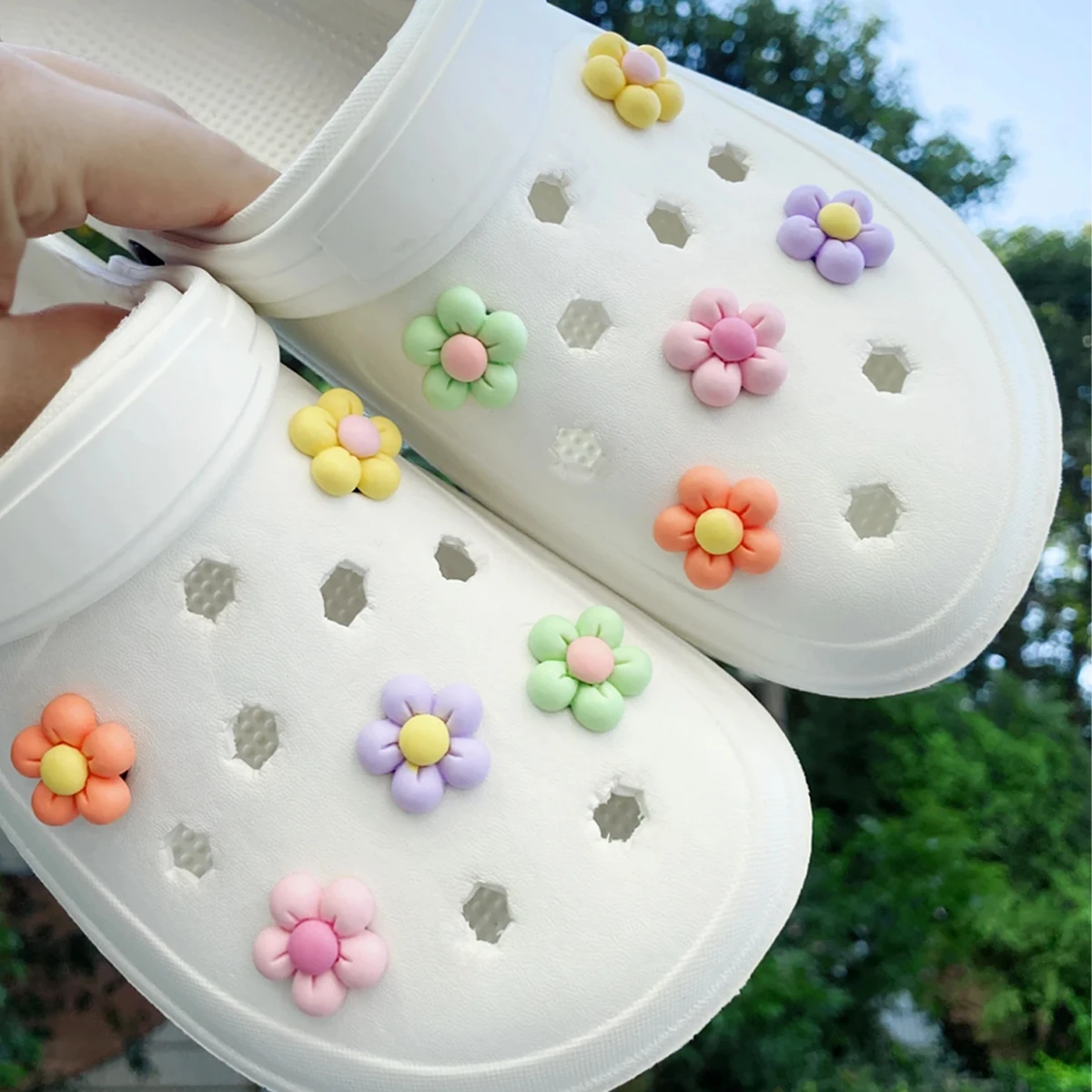 10pcs Set Shoes Decoration For Crocs Three-dimensional Flowers Shoes for Women DIY Shoe Accessories