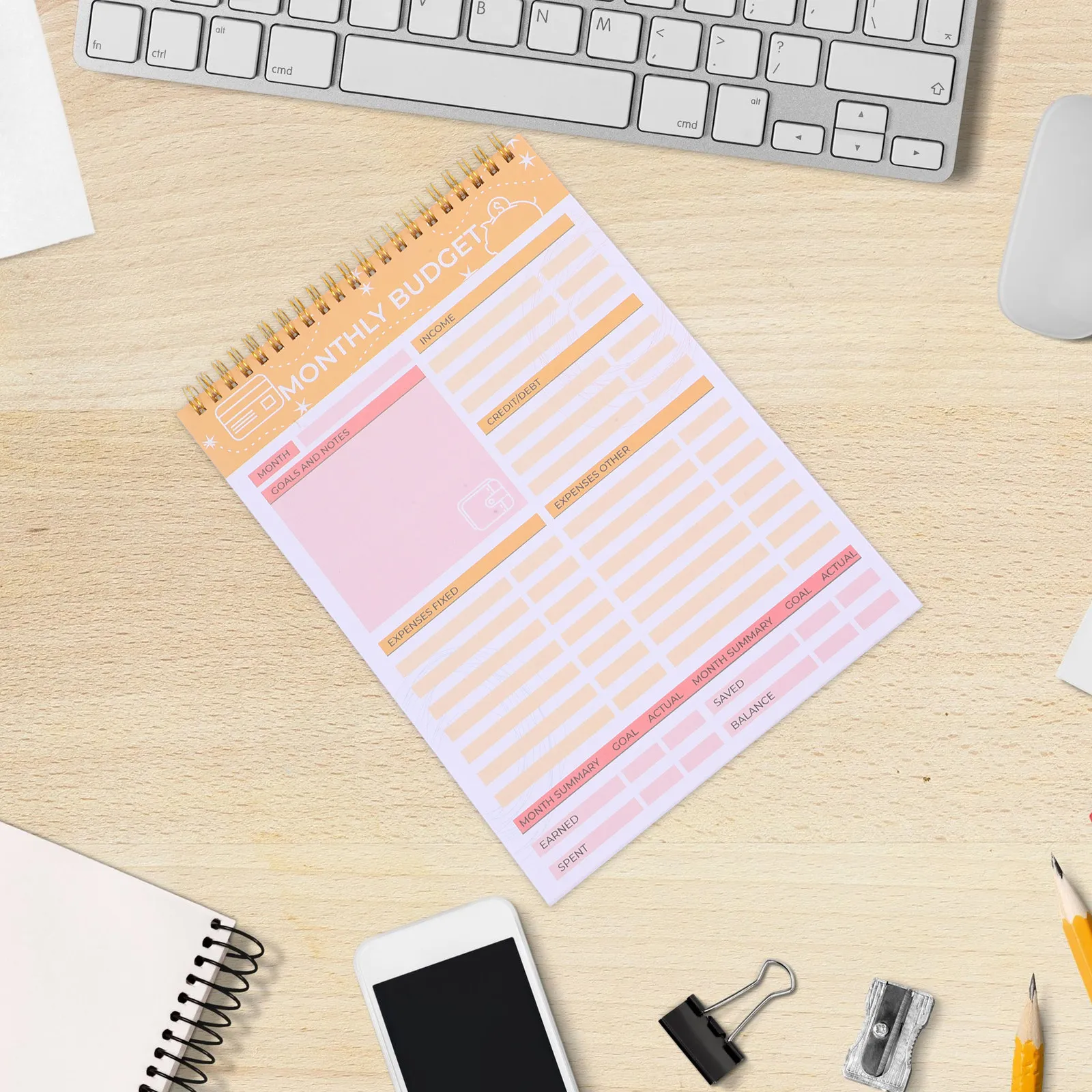 Monthly Budget Organizer Expense Tracker Notebook Spiral Bound Planner Financial Notepad Goal Journal Spending