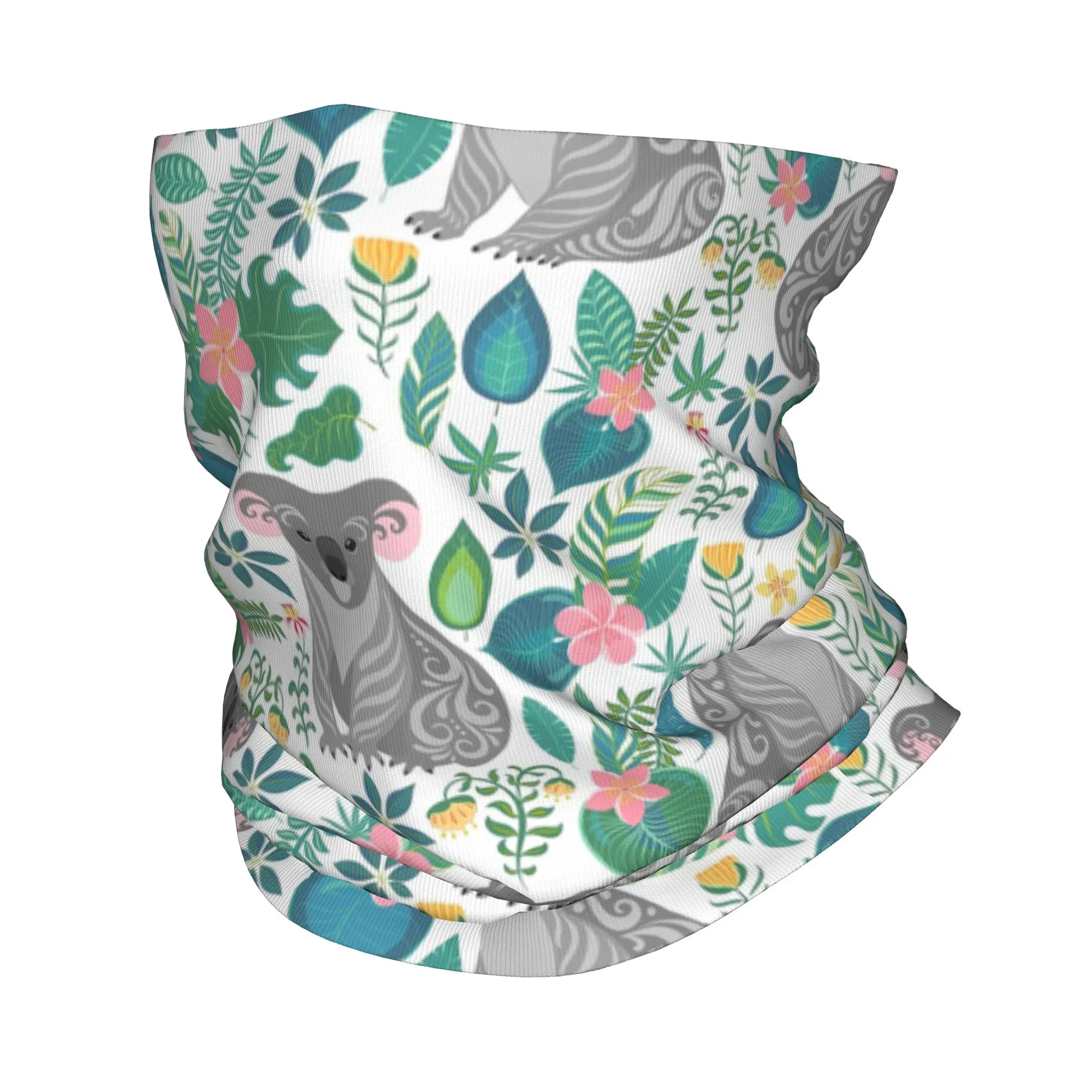 

Милые серые коалы с тропическими цветами и листьями, бандана, маска-шарф с принтом, теплый велосипедный шарф для мужчин и женщин, для взрослых.