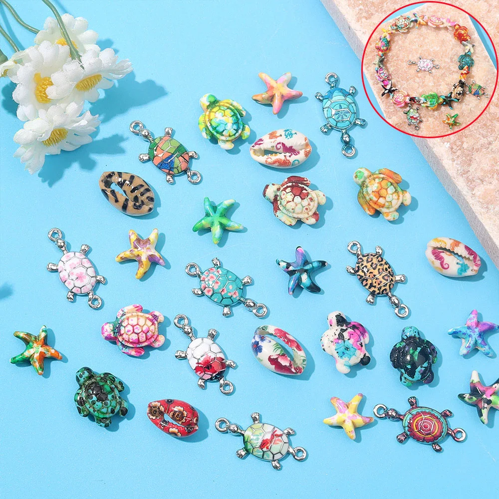 

12/55/110pcs Multi-color Ocean Series Beads and Pendants, Used for DIY Bracelet, Necklace, Earring, Jewelry Making